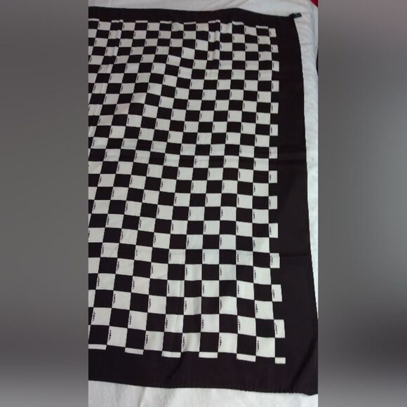 Fendi Brown and White Checkered Silk Scarf Foulard Vintage - Picture 4 of 11